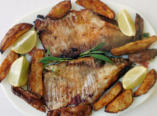 Grilled Fish with Potato Wedges