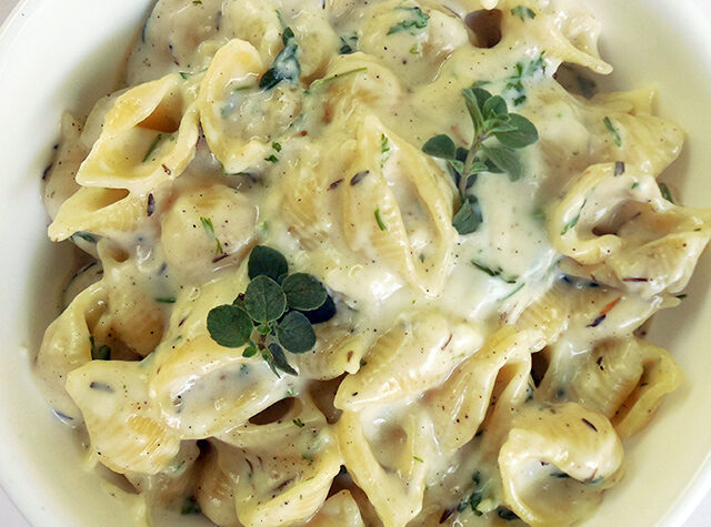 Shell Pasta With Herby Cheese Sauce